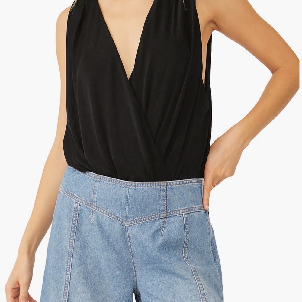 Free People Black Sleeveless Bodysuit
